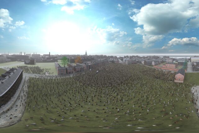 Birdseye view of Peterloo fields 1819